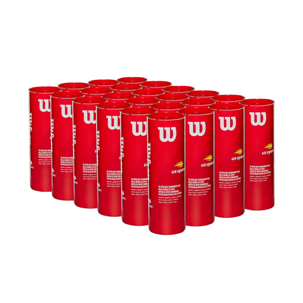 Wilson US Open Red Tournament 3 Ball Can (24 Pack)