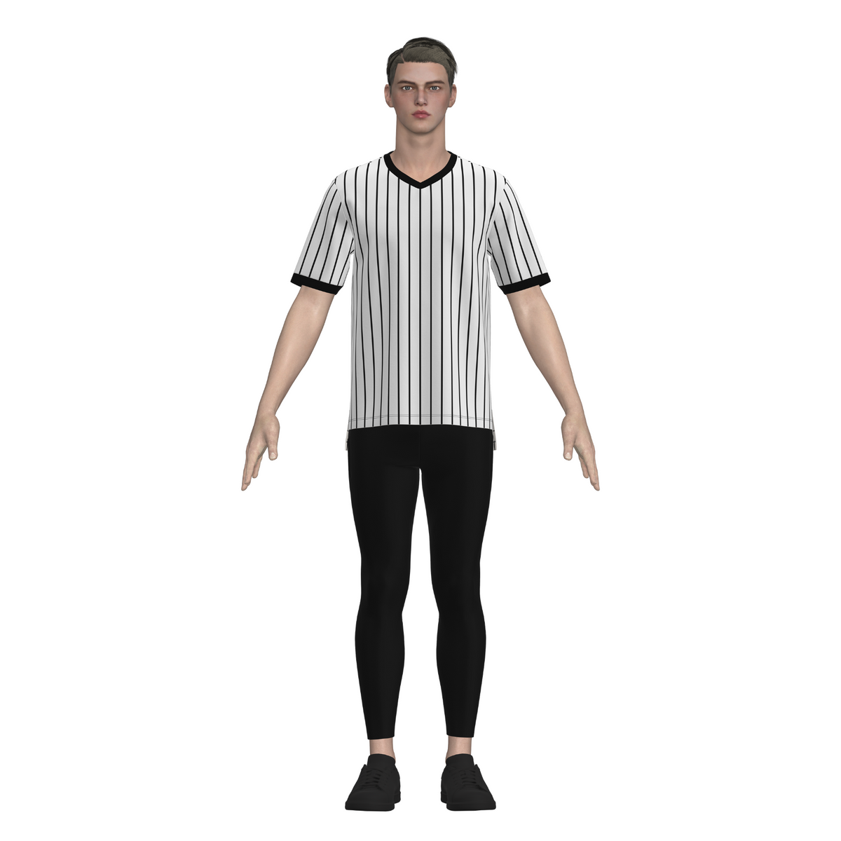 Wrestling and Basketball Referee Shirt Smitty Grey w Black pinstripes Lanyard Loop for Whistle