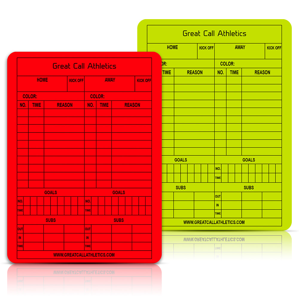 Great Call Athletics | Soccer Reusable Game Card Pro | Set of Yellow & Red | Erasable Match Data Record