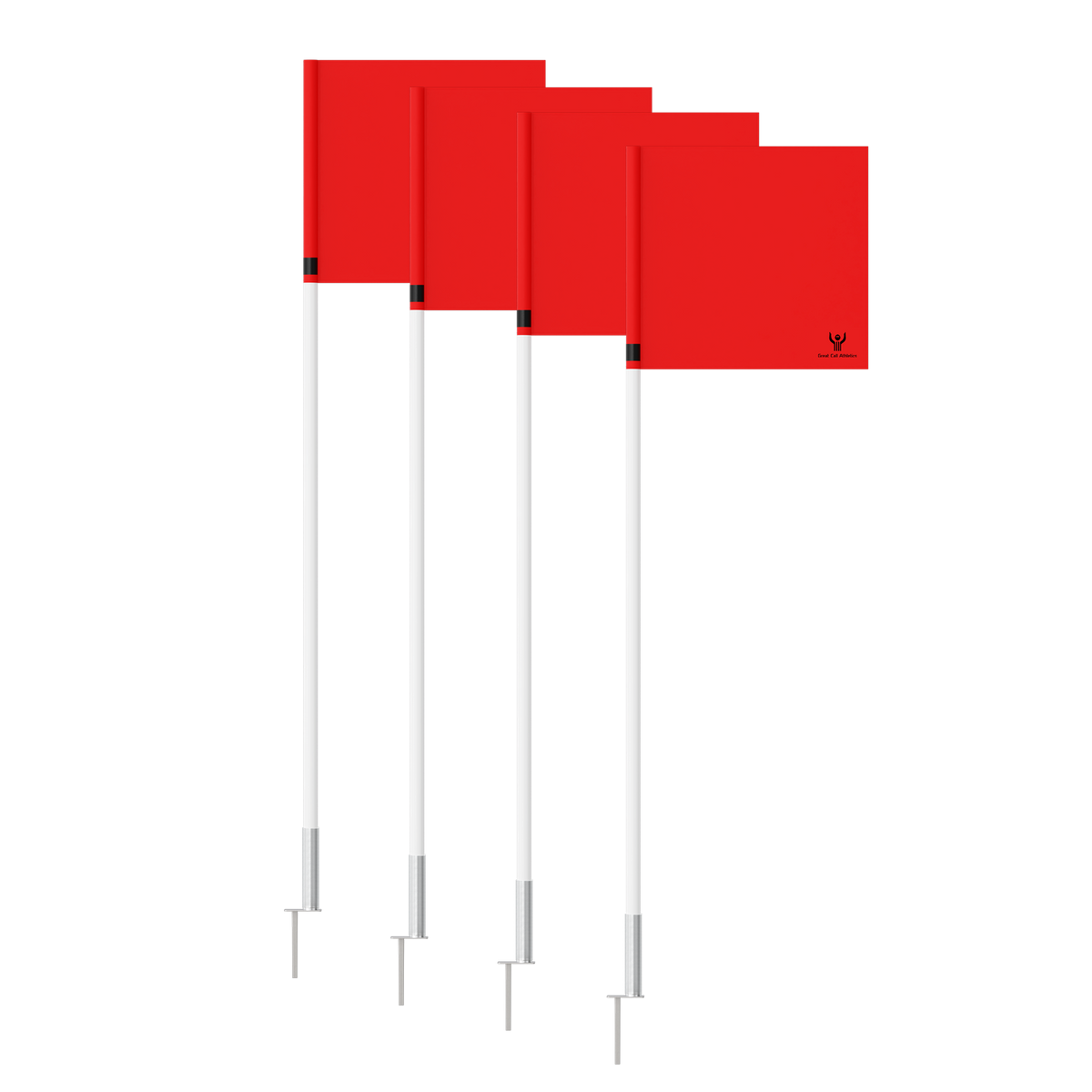 PRO Soccer Field Corner Flag Set of 4 Spike w/ Spring Red