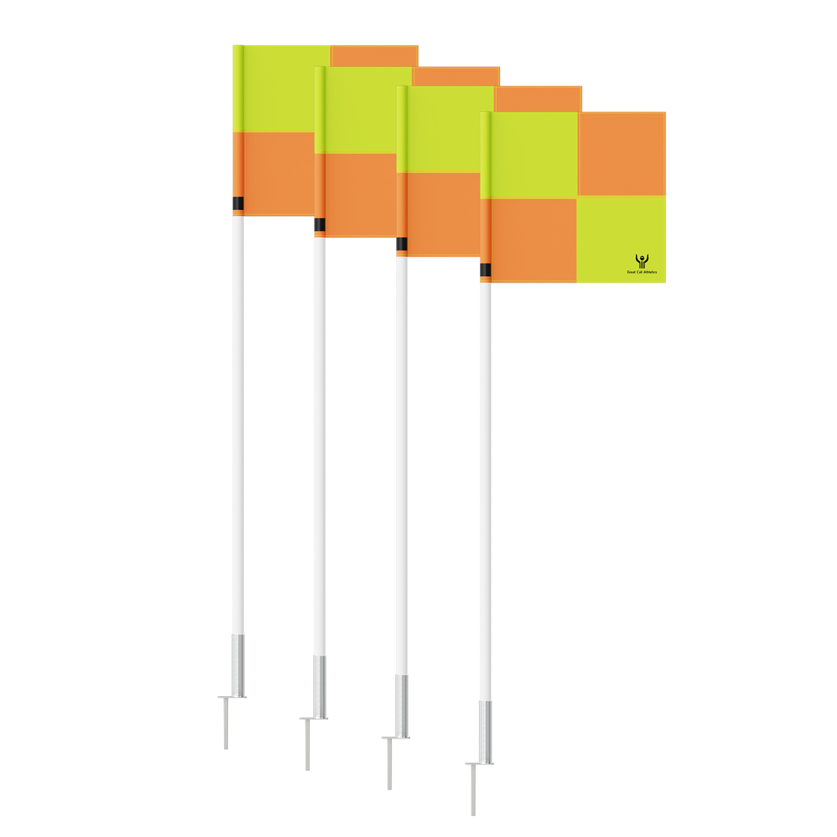 PRO Soccer Field Corner Flag Set of 4 Spike w/ Spring Yellow Orange