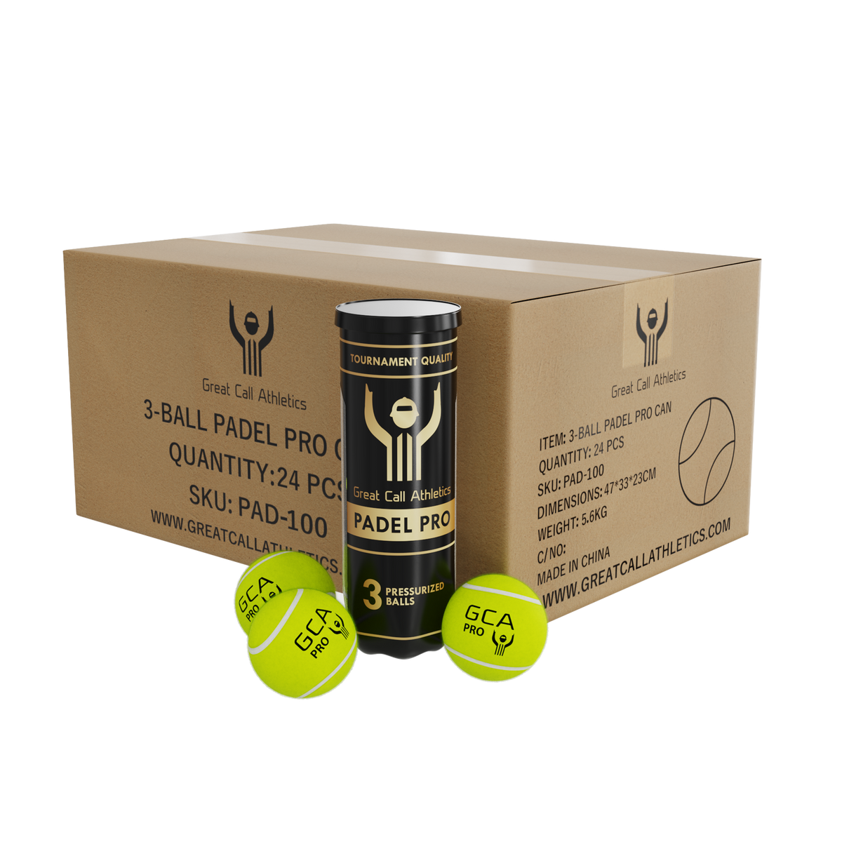 Case of padel balls for 24 cans in a case