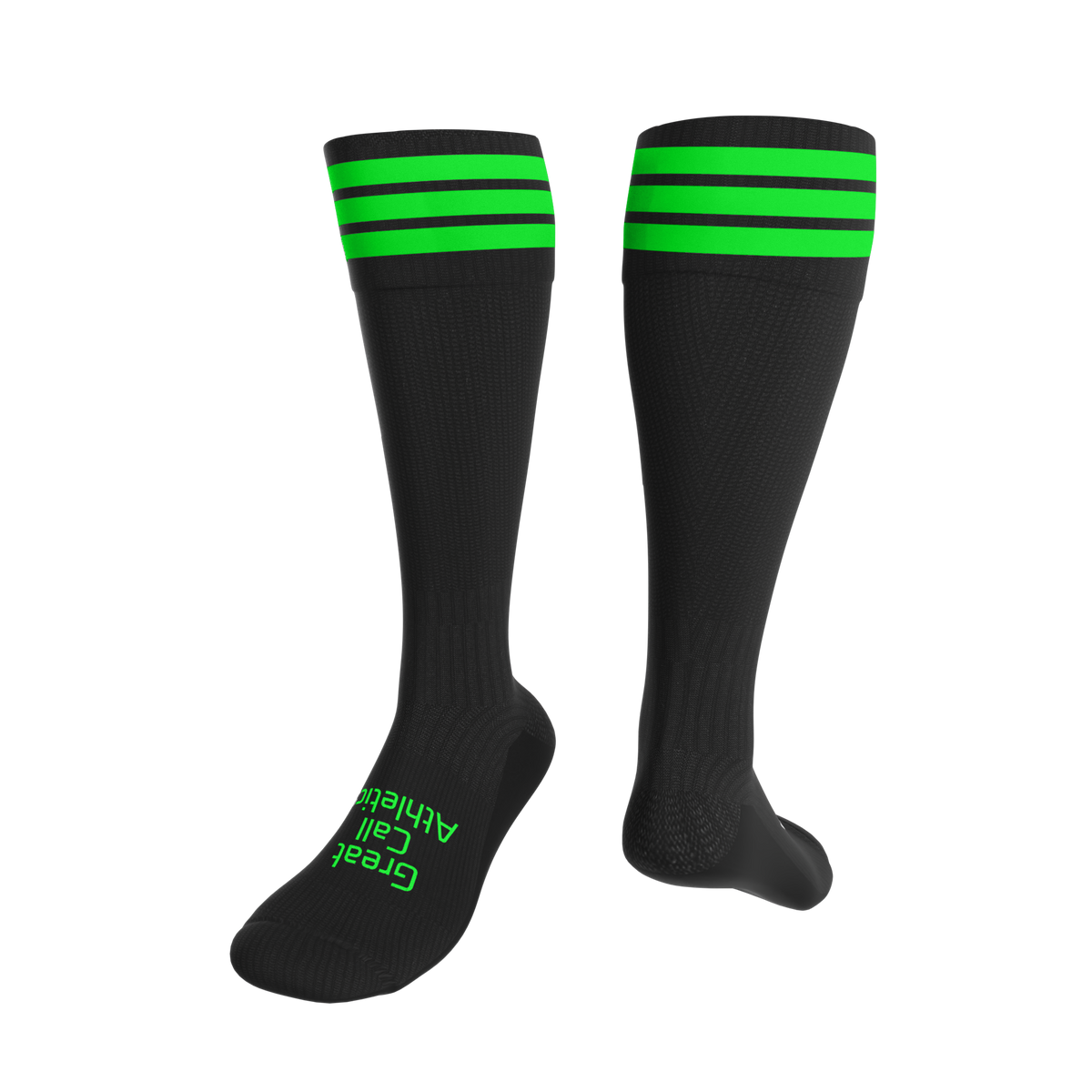 Soccer Referee Socks 3 Stripe Design for Officials & Referees Neon Green