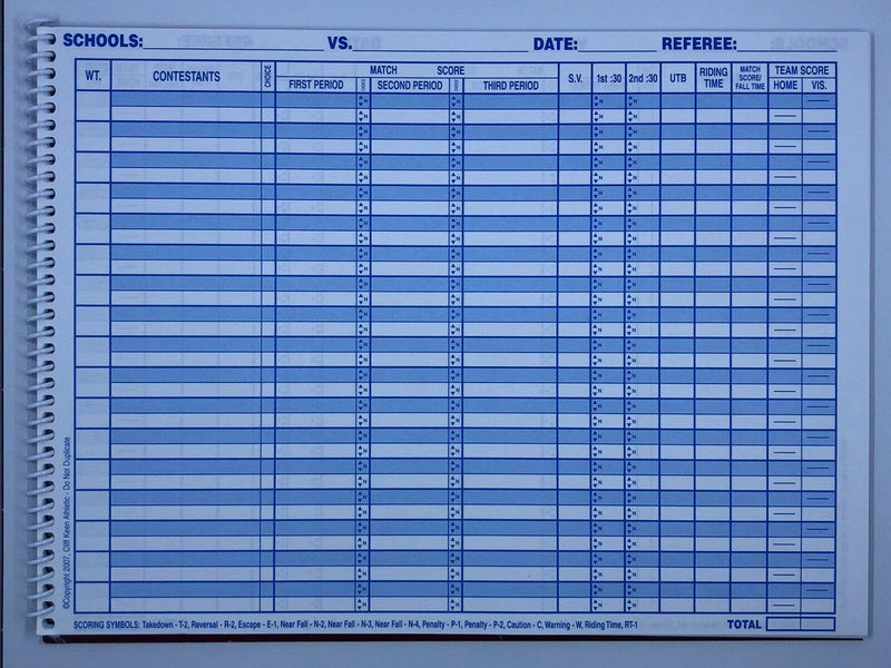 Cliff Keen | SB7 | Complete Scorebook - Great Call Athletics