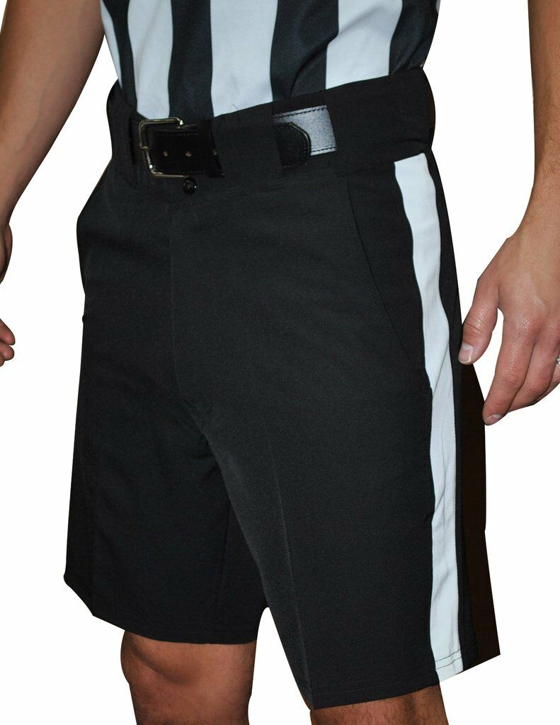 Smitty | FBS-177 | 4-Way Black Football Shorts w/ 1 1/4" White Stripe