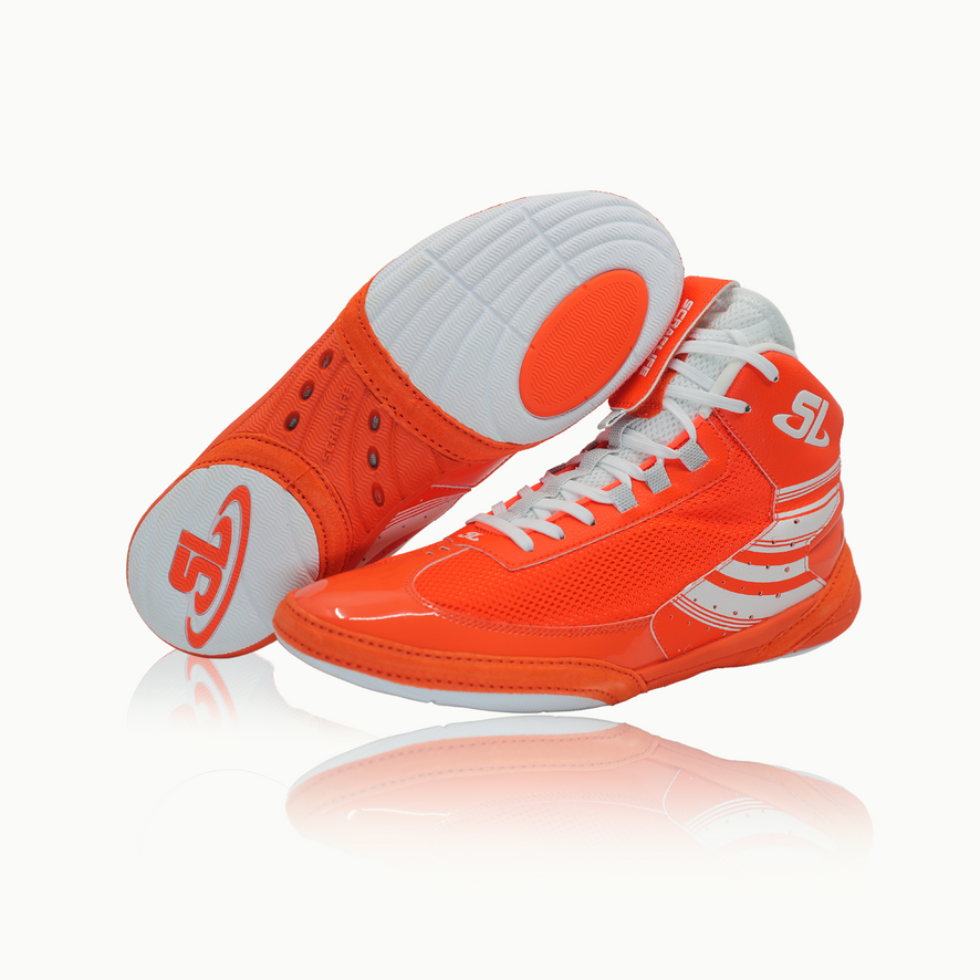 ScrapLife | Ascend One Wrestling Shoes | Bo Nickal Limited Edition Signature Tiger Eye | Orange/White