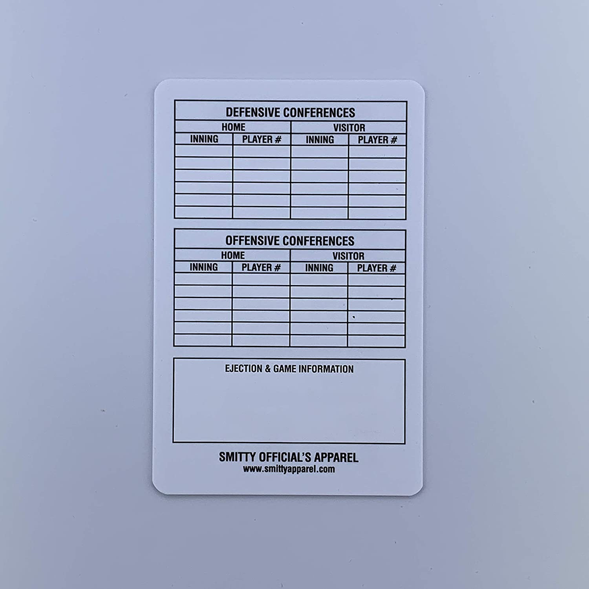 Smitty | ACS-538 | Baseball Umpire Reusable Game Card - Great Call Athletics